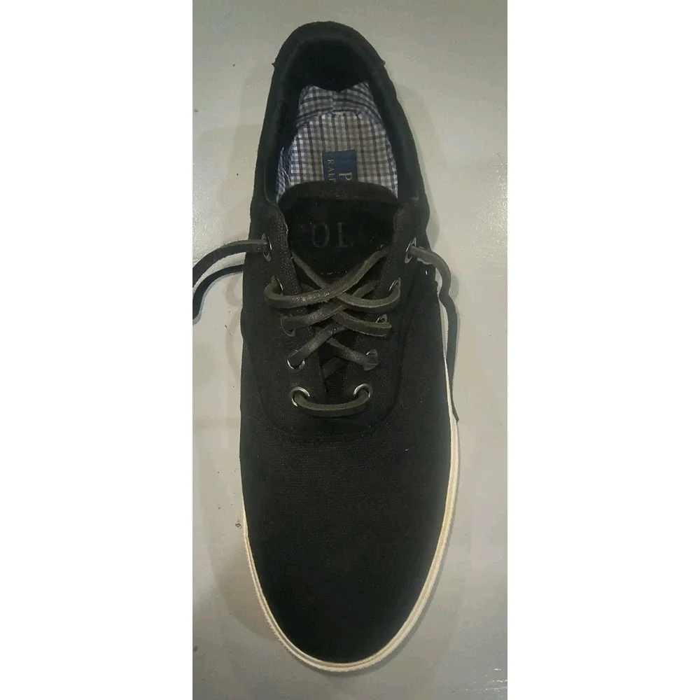 Polo Ralph Lauren Vaughn Canvas Suede Shoes Men's 10 D Boat Comfort Black